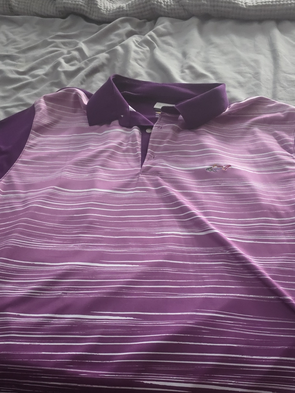 Greg Norman Collection Men's Purple Striped Polo Shirt - Casual Performance